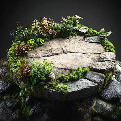 Round Stone Terrace With Plants