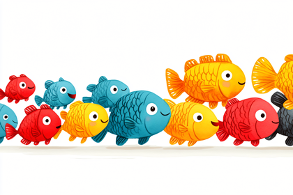 Free Download Colorful Cartoon Fish Row Illustration