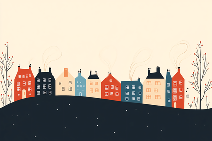 Row Of Colorful Houses On A Hill