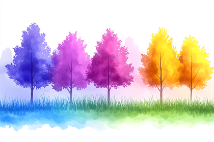 Row Of Vibrant Trees