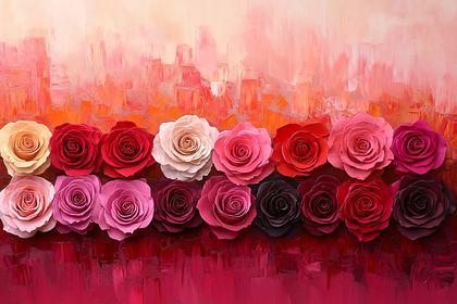 Rows Of Colorful Paper Roses