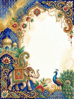 indian elephant peacock frame