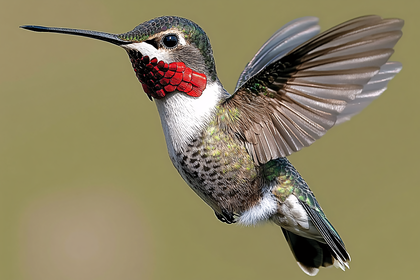 Ruby Throated Hummingbird In Flight
