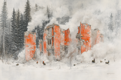 Ruins In Snowy Forest