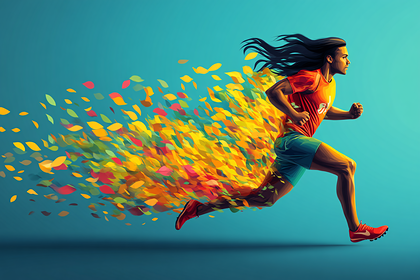 Runner In Motion With Colorful Trail