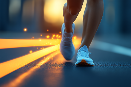 Energetic Running Shoes with Trail of Light
