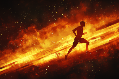 Runner Silhouette in Fire