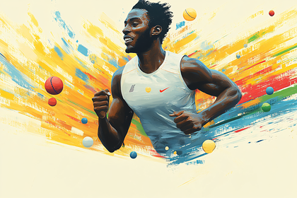 Running Athlete In Abstract Style