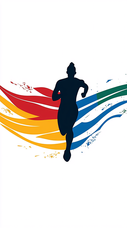 Running Athlete With Abstract Flag Background