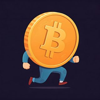 running bitcoin character
