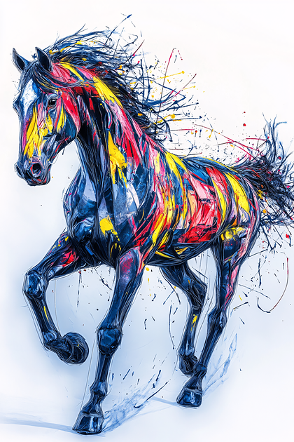Running Horse Abstract Art