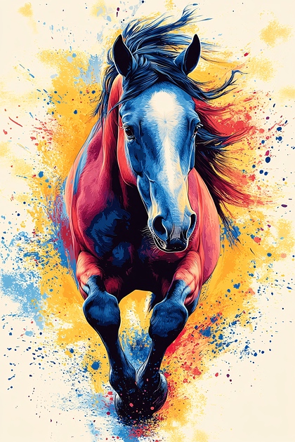 Running Horse Splash of Colors