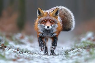Running Red Fox in Snow