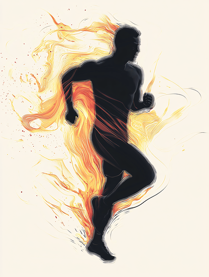 Running Silhouette in Fiery Burst