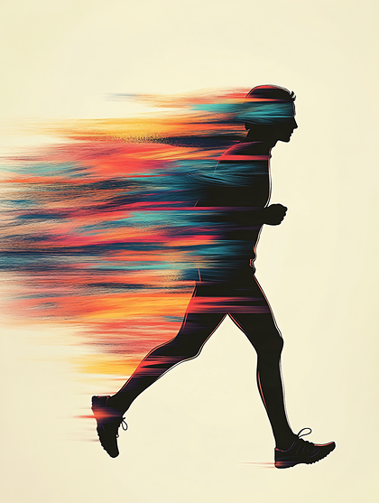 Running Silhouette With Blurry Colors