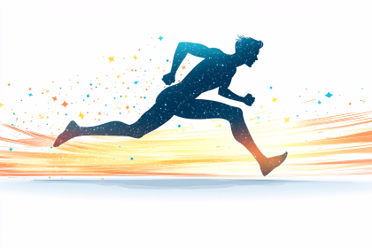 Running Silhouette with Starry Texture