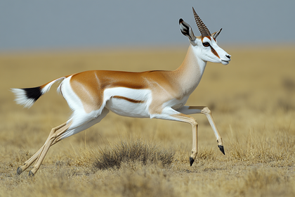 Running Springbok In Savannah