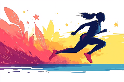 Running Woman Silhouette Abstract Art