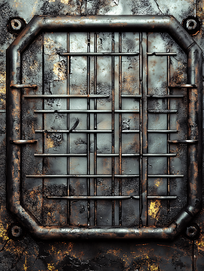 Rusted Metal Grid Door