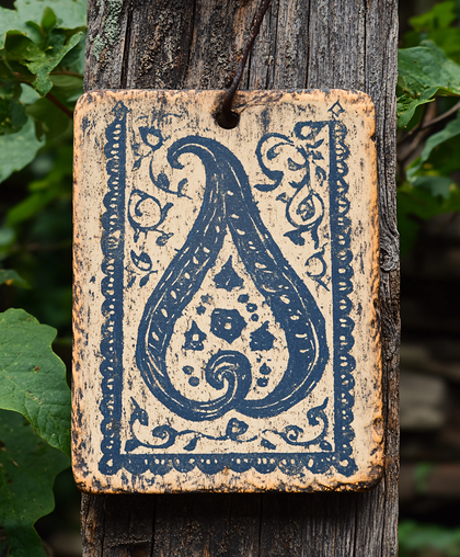 Rustic Blue Paisley Plaque