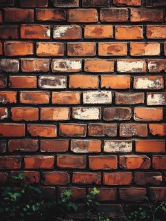 Rustic Brick Wall with Green Plants
