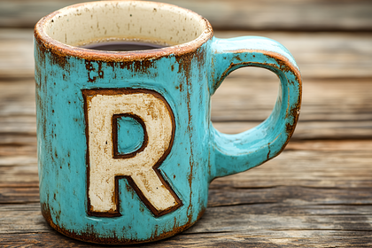 Rustic Coffee Mug with Letter R