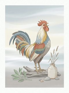 crowing rustic rooster