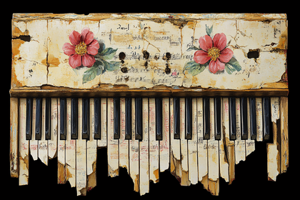 Rustic Piano with Floral Design