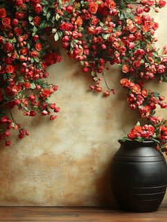 red rose vase