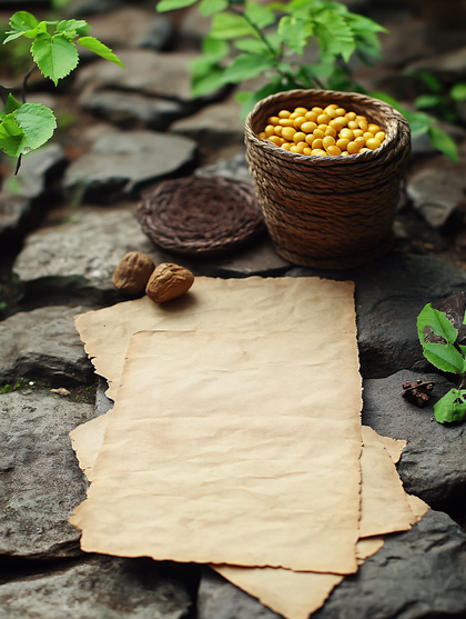 Rustic Still Life with Parchment and Walnuts