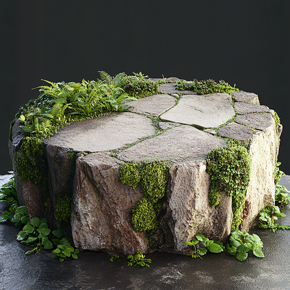 Rustic Stone Platform With Greenery