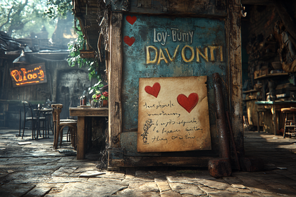 Rustic Tavern Sign With Love Note