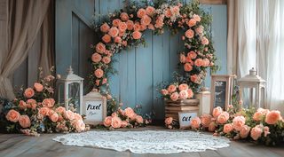 Rustic Wedding Backdrop with Rose Arch