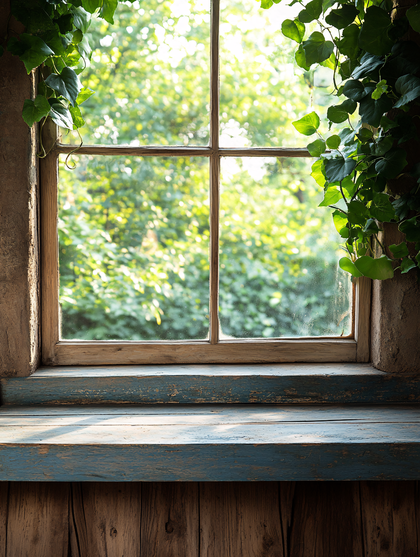 Rustic Window With Ivy