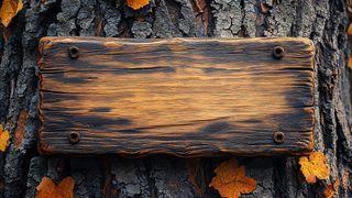 Rustic Wooden Sign On Tree Bark