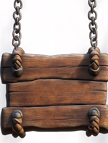 Rustic Wooden Sign With Chains