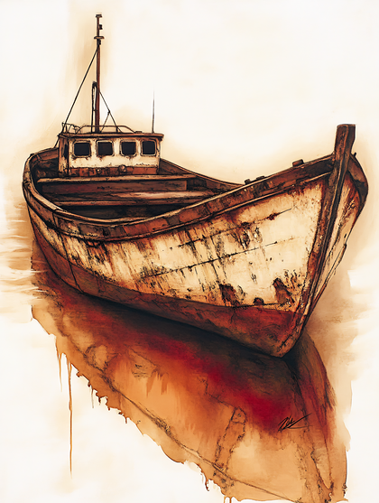 Rusty Fishing Boat Reflection