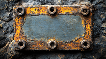 Rusty Metal Plate on Stone
