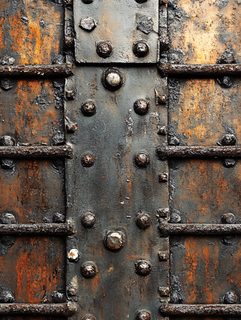 Rusty Metal Plate With Rivets