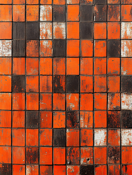 Rusty Orange And Black Tile Wall