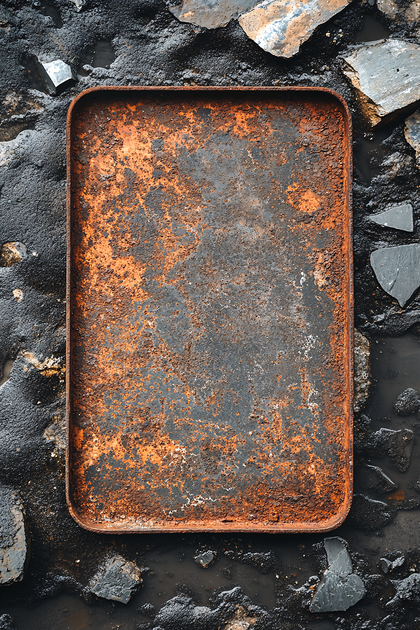 Rusty Tray On Wet Stone