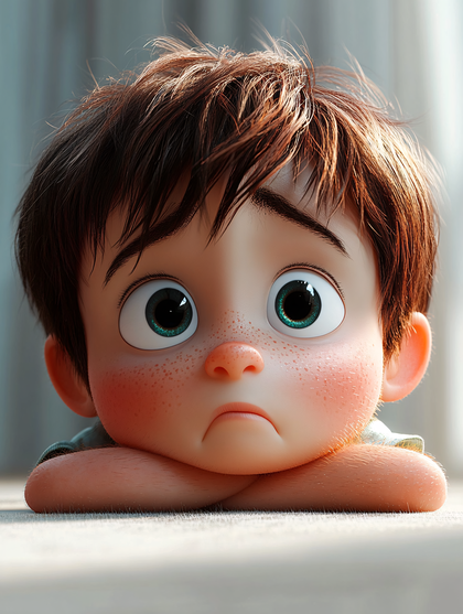 Sad Cartoon Boy