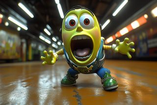 Scared Yellow Character In Subway