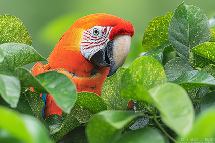 Scarlet Macaw in Lush Foliage