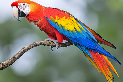 Scarlet Macaw Perched On Branch