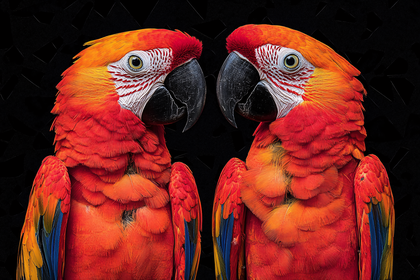 Scarlet Macaws in Symmetry
