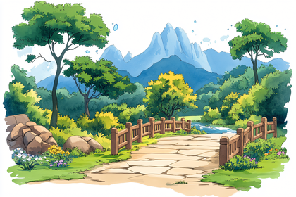 Scenic Mountain Landscape with Stone Path