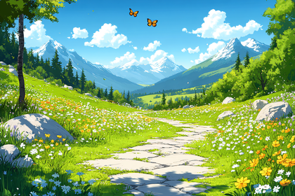 Scenic Mountain Meadow Path