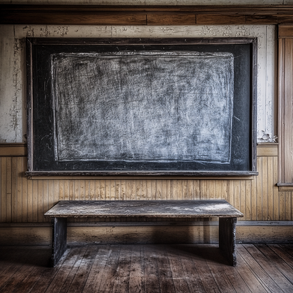 School Chalkboard and Bench