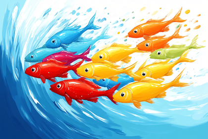 School of Fish in Waves